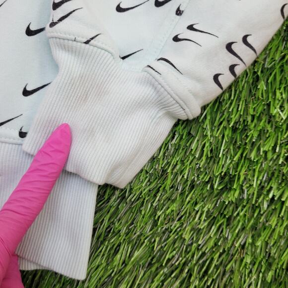 NIKE Swoosh AOP Hoodie Womens Large 20x21 Boxy Blue - Picture 6 of 16